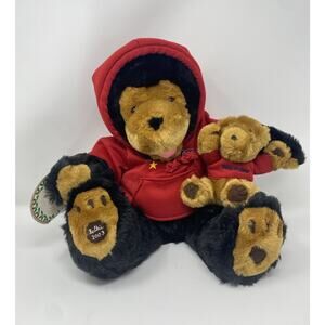 Belkie Bear 2003 Brown w/ Attached Cub "New Friend" Red Hoodie Sitting 13" NWT